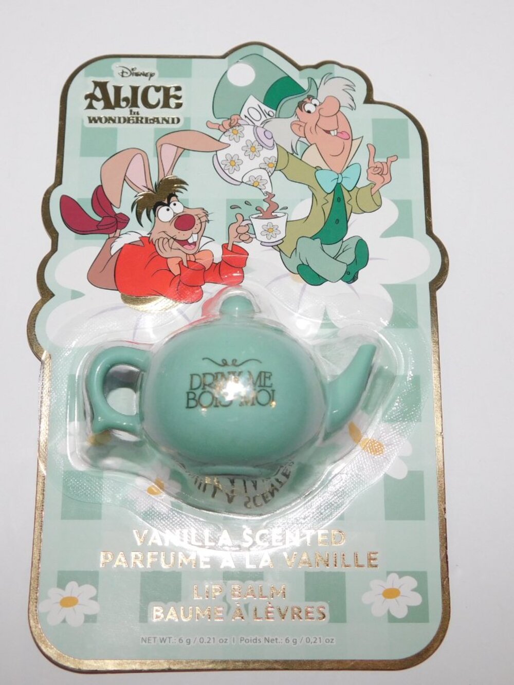 Set 3 Disney Alice in Wonderland Vanilla Scented Lip Balm Teapot Mushroom Hat - Picture 2 of 5